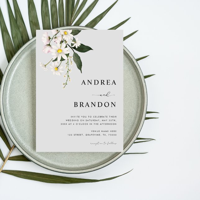 Wasserfarbener Daisy-Blütenfrühling Einladung (Von Creator hochgeladen)