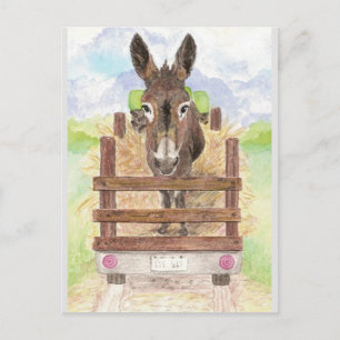 Wasserfarbener Donkey Burro Niedliche Farm Landwir Postkarte