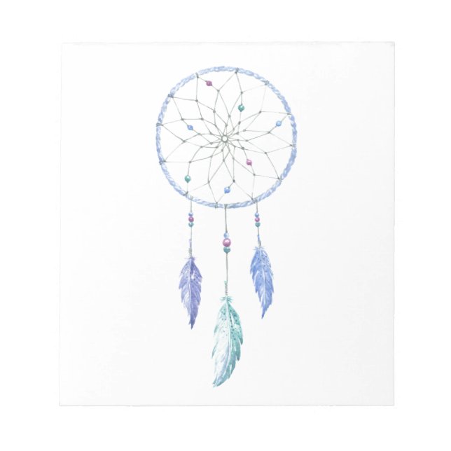 Wasserfarbener Dreamcatcher mit 3 Feathers Notizblock (Vorderseite)