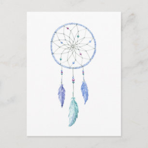 Wasserfarbener Dreamcatcher mit 3 Feathers Postkarte
