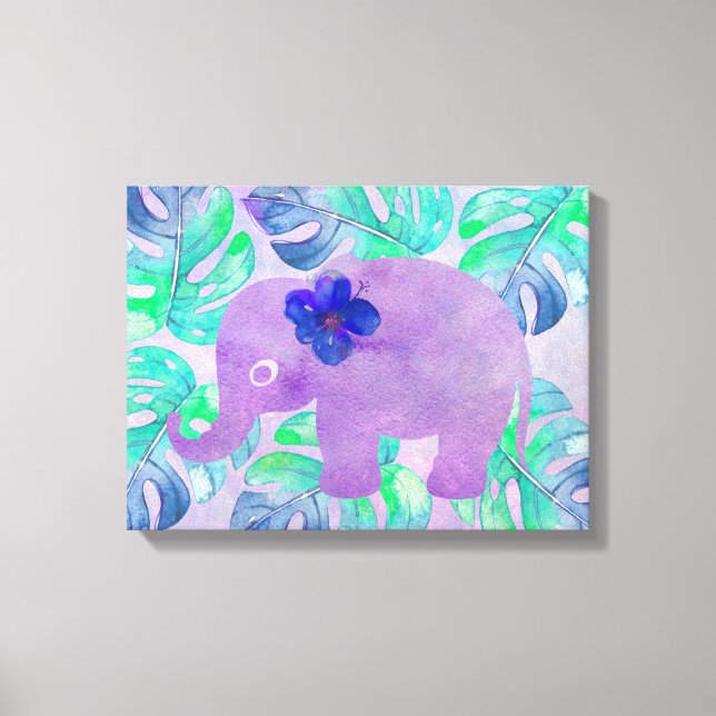 Wasserfarbener Dschungel Tropisches Monsterfest Leinwanddruck (Vorderseite)