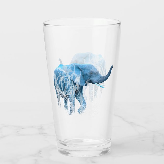 Wasserfarbener Elefant Natur Tier Art Glas (Rückseite)