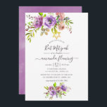 Wasserfarbener Frühling Bat Mitzvah Einladung<br><div class="desc">Lila und pfirsichfarbene Rose und Pfirsiche florale Fledermaus Mitzvah Einladung mit Akzenten von Korallen,  Pflaume und Salbei grün.</div>