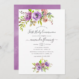 Wasserfarbener Frühling Erste Heilige Kommune Einladung