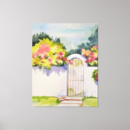Wasserfarbener Garten Tor Leinwanddruck
