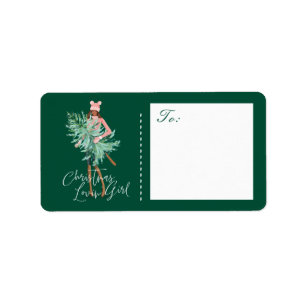 Wasserfarbener Girl Adressaufkleber