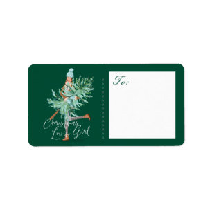 Wasserfarbener Girl Adressaufkleber