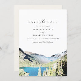 Wasserfarbener Glacier-Nationalpark Save the Date Einladung