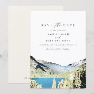 Wasserfarbener Glacier-Nationalpark Save the Date Einladung