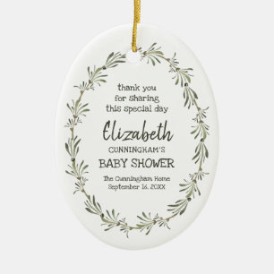 Wasserfarbener grüner Foliage Babydusche Keepake Keramik Ornament