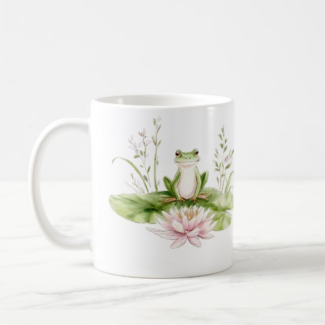 Wasserfarbener grüner Frosch  Kaffeetasse (Links)