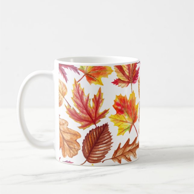 Wasserfarbener Herbst botanische, nahtlose Komposi Kaffeetasse (Links)