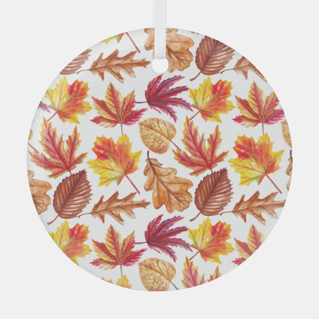 Wasserfarbener Herbst botanische, nahtlose Komposi Ornament Aus Glas (Vorderseite)