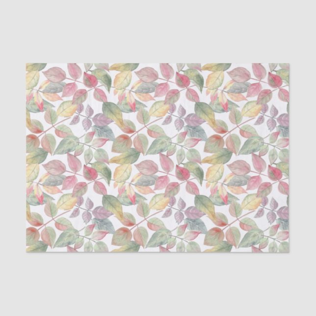 Wasserfarbener Herbst lässt botanische Natur zurüc Seidenpapier (Vorderseite)