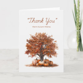 Wasserfarbener Herbstbaum mit Pumpkins Karte