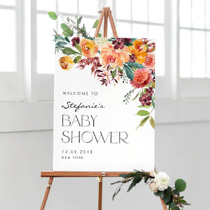 Wasserfarbener Herbstblumenstrauß-Baby-Shower-Will Poster