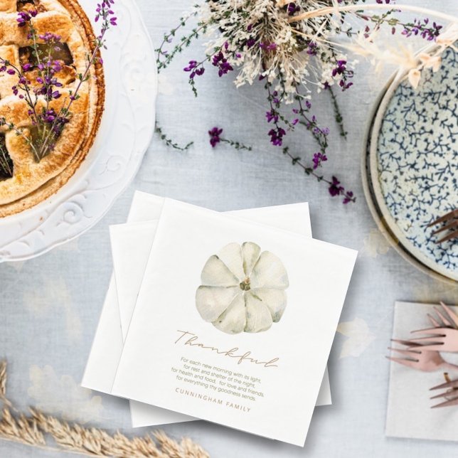 Wasserfarbener Herbstpumpen Dankbarer Erntedank Serviette (Von Creator hochgeladen)