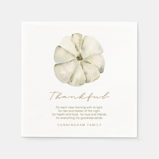 Wasserfarbener Herbstpumpen Dankbarer Erntedank Serviette (Vorderseite)