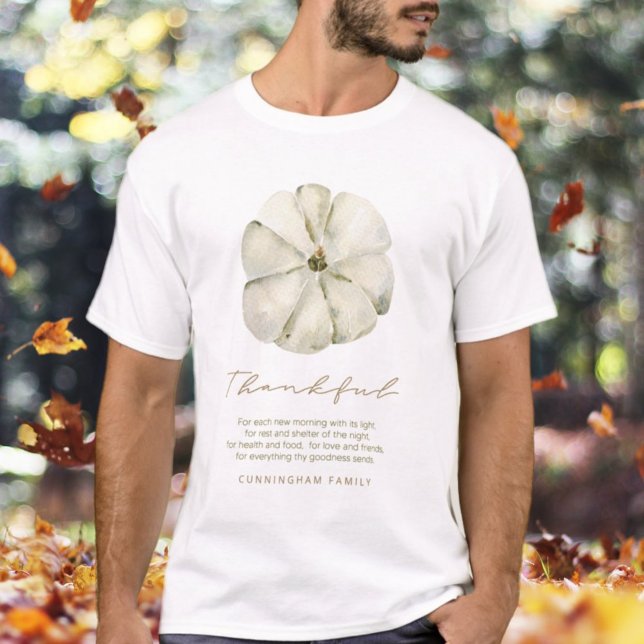 Wasserfarbener Herbstpumpen Dankbarer Erntedank T-Shirt (Von Creator hochgeladen)