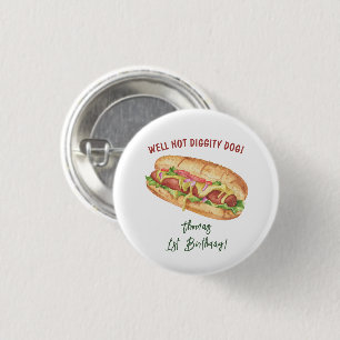 Wasserfarbener Hot-Dog-Kindergeburtstag Button
