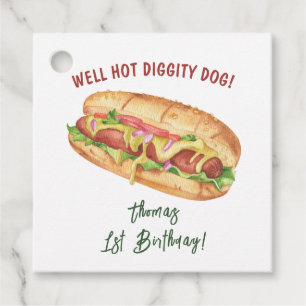 Wasserfarbener Hot-Dog-Kindergeburtstag Geschenkanhänger