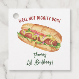 Wasserfarbener Hot-Dog-Kindergeburtstag Geschenkanhänger
