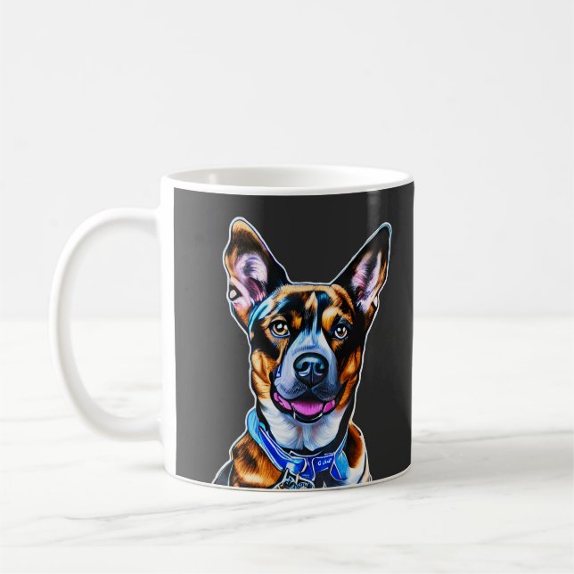 Wasserfarbener Hund Portrait Handgemalt, Abgeschie Kaffeetasse (Links)