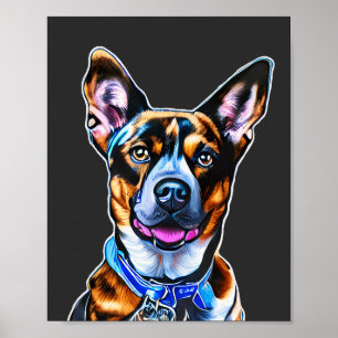 Wasserfarbener Hund Portrait Handgemalt, Abgeschie Poster