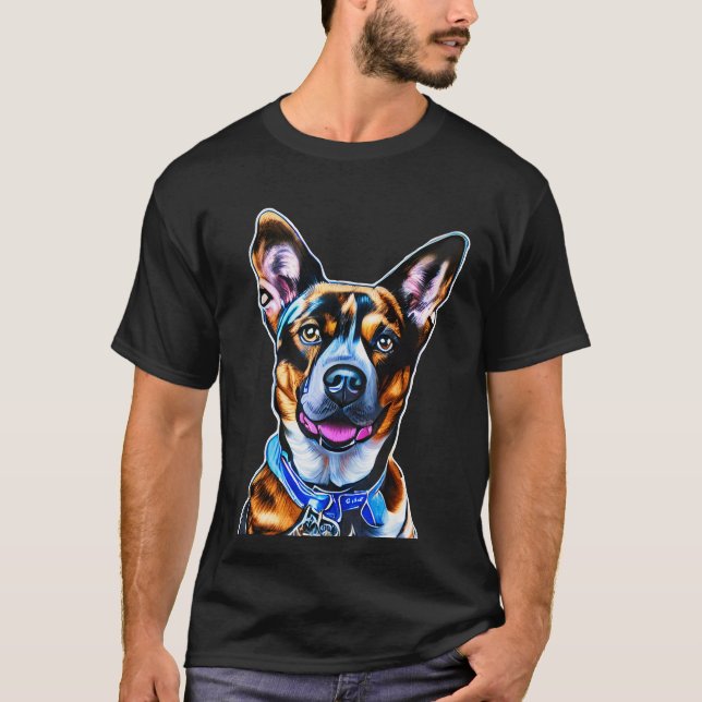 Wasserfarbener Hund Portrait Handgemalt, Abgeschie T-Shirt (Vorderseite)