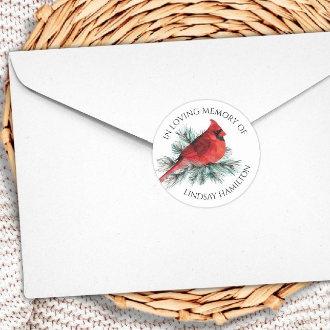 Wasserfarbener Kardinal Pine Runder Aufkleber (Von Creator hochgeladen)