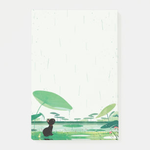 Wasserfarbener Katzenfrosch im Regen Post-it Klebezettel