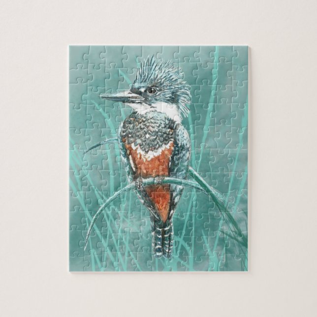 Wasserfarbener Kingfisher Bird Art Puzzle (Vertikal)