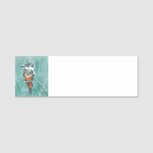 Wasserfarbener Kingfisher Bird Tierart Kunst Namensschild