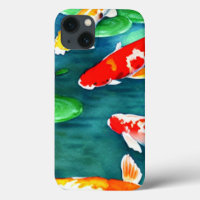 Wasserfarbener Koi Fisch Schwimmen im Teich