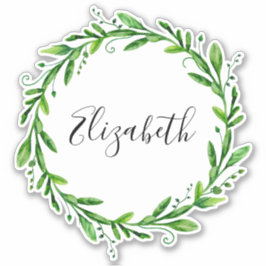 Wasserfarbener Kranz. Botanischer Sommername Aufkleber