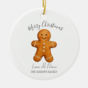 Wasserfarbener Lebkuchenmann Frohe Weihnachten Keramik Ornament