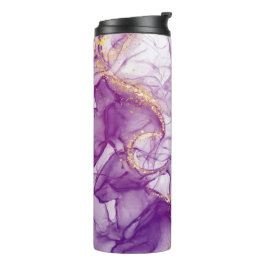 Wasserfarbener Lila Hintergrund mit goldenen Folie Thermosbecher