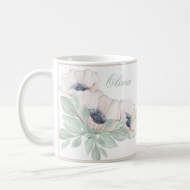 Wasserfarbener Mohn Elegante Kaffeetasse (Links)