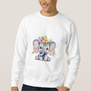 Wasserfarbener Niedlicher Elefant mit Blume Sweatshirt