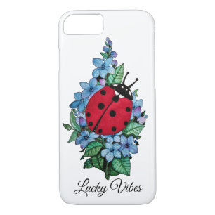 Wasserfarbener Niedlicher Ladybird mit blauen Blum Case-Mate iPhone Hülle