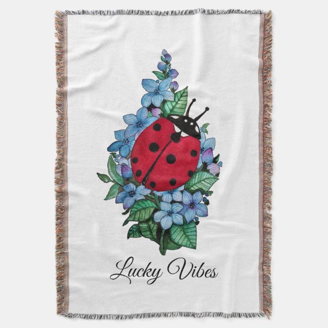 Wasserfarbener Niedlicher Ladybird mit blauen Blum Decke (Vorderseite Vertikal)