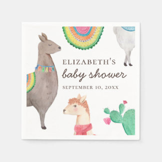 Wasserfarbener niedlicher Lama. Funny Alpaca Babyd Serviette