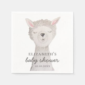 Wasserfarbener niedlicher Lama. Funny Alpaca Babyd Serviette