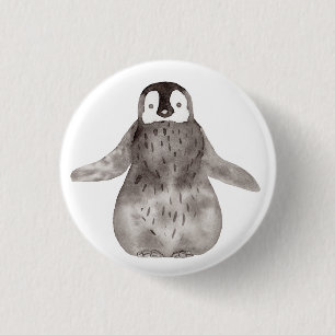 Wasserfarbener Niedlicher Pinguin Button