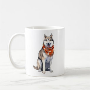 Wasserfarbener Niedlicher sibirischer Husky-Hund Kaffeetasse