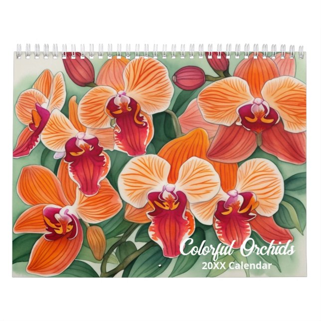 Wasserfarbener Orchid Botanischer Kalender (Titelbild)