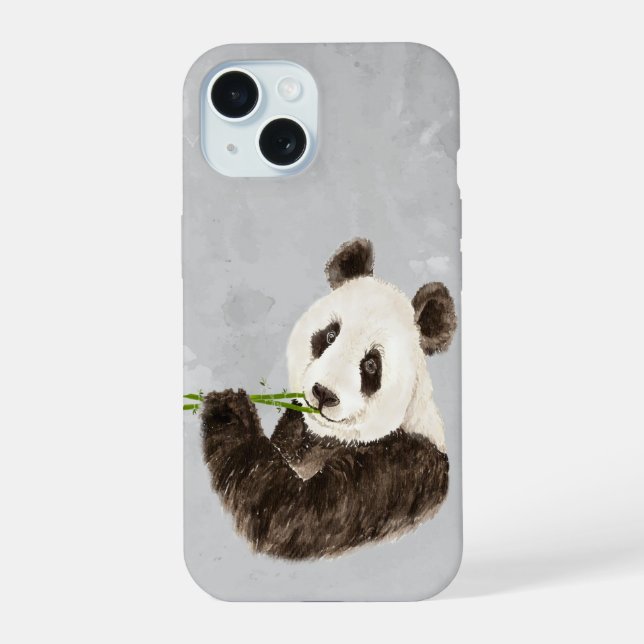 Wasserfarbener Panda Bär Niedlich asiatische Tiera iPhone 15 Hülle (Rückseite)
