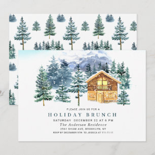 Wasserfarbener Pine Tree Chic Weihnachtsfeiertag B Einladung