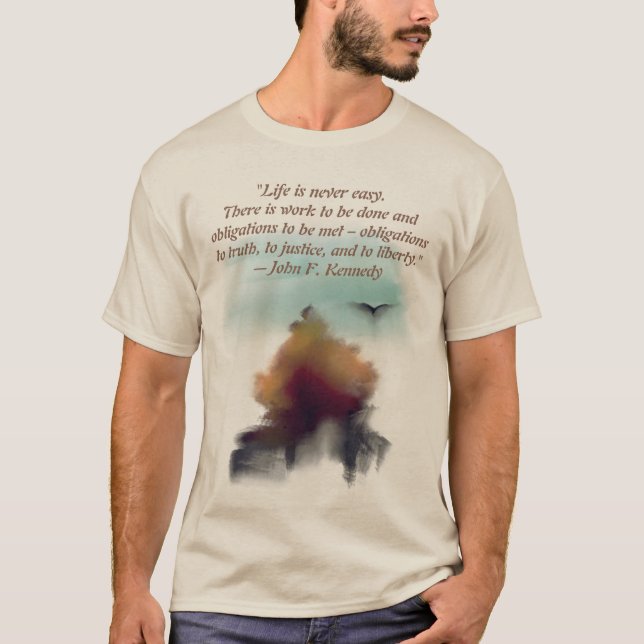 Wasserfarbener Pine Tree Fliegender Adler Landscha T-Shirt (Vorderseite)