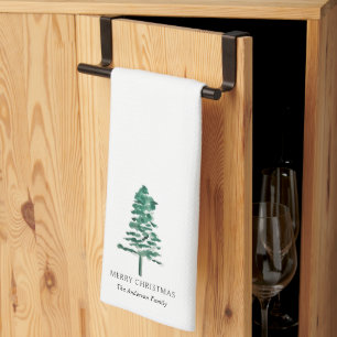 Wasserfarbener Pine Tree Moderne Weihnachten Geschirrtuch